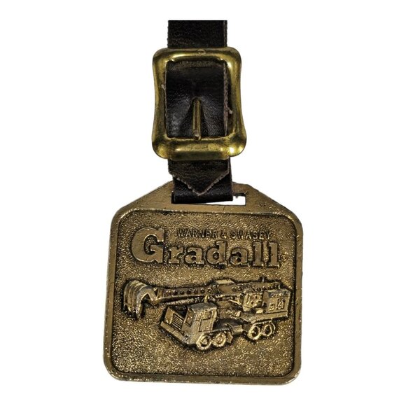 Vintage Bronze Watch Fob Warner & Swasey Gradall  Cleveland Ohio Heavy Machinery - Picture 1 of 11